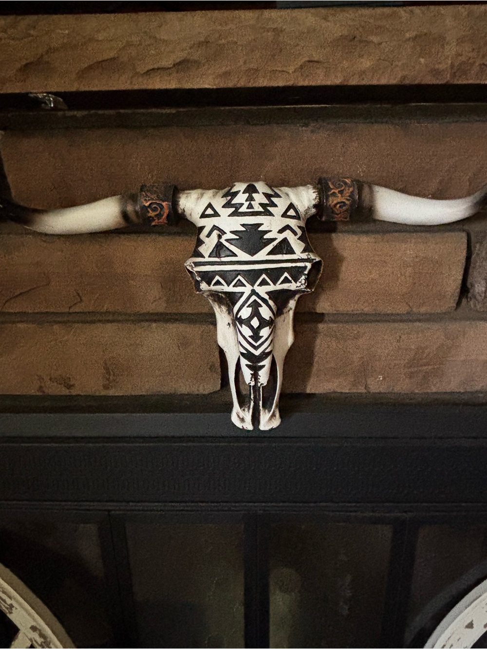 Southern gothic resin cow skull